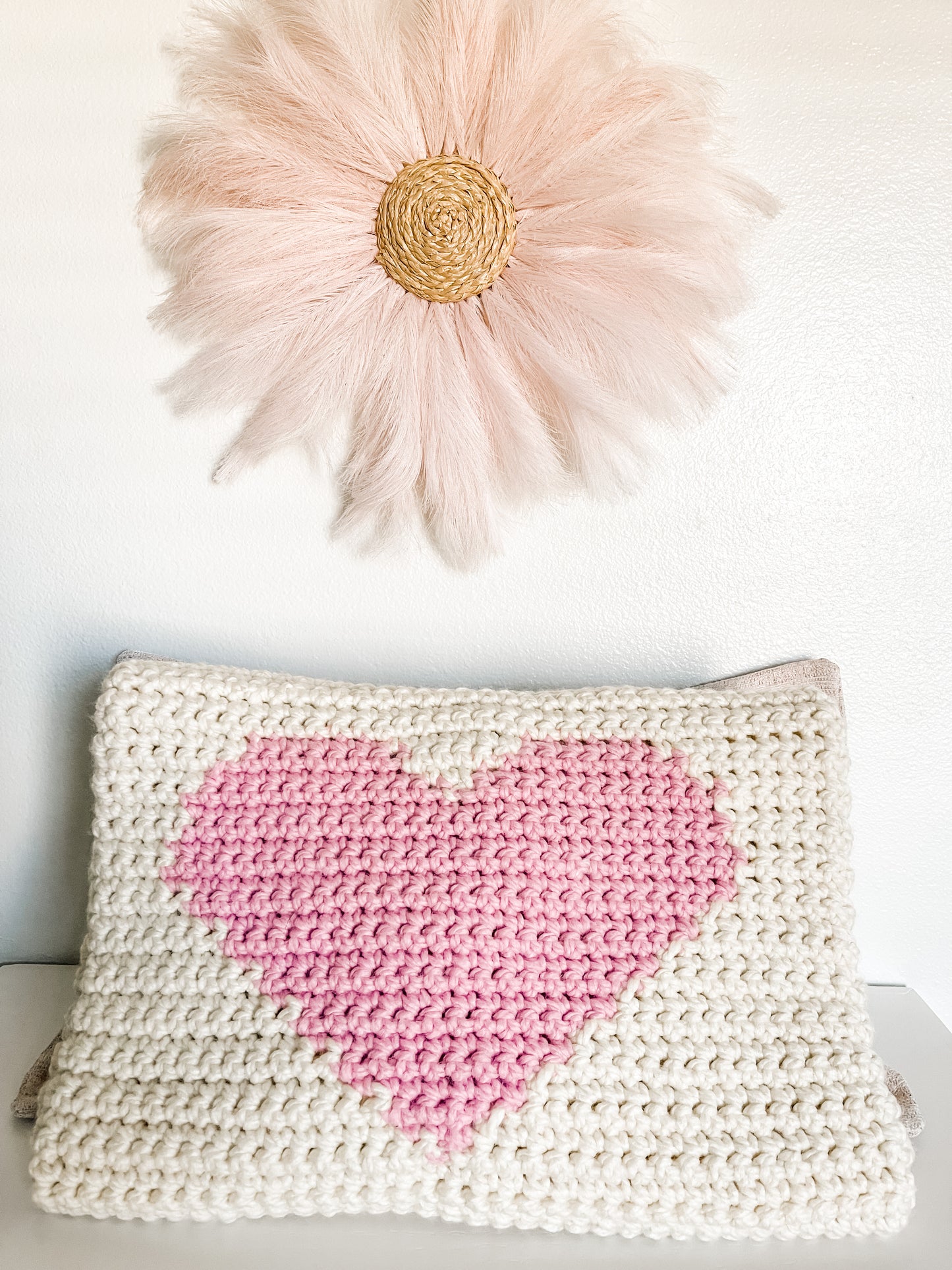 Chunky Stitch Heart Baby Blanket